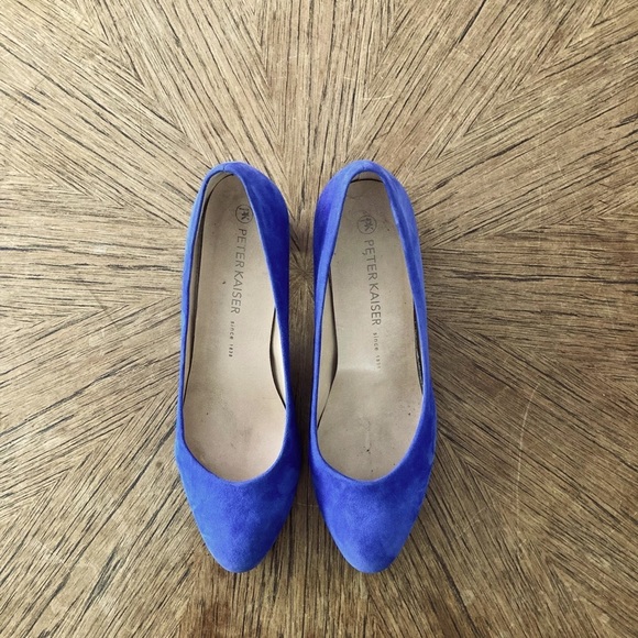 Stunning Peter Kaiser Blue Suede with silver block heels - Size 5,5 UK / 8 US - Picture 4 of 14